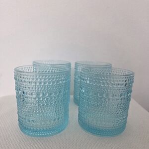 Elegant Blue Textured Glass Tumblers